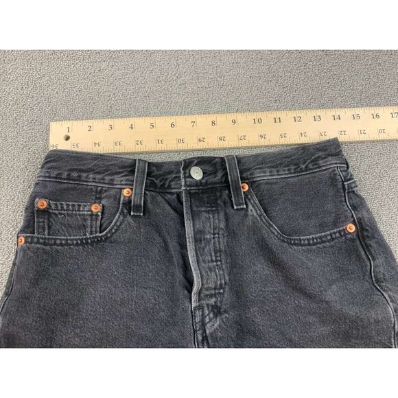 Levi’s 501 Cutoff Shorts Women 27 Black Frayed Hem Button Fly Five Pocket - Picture 6 of 10